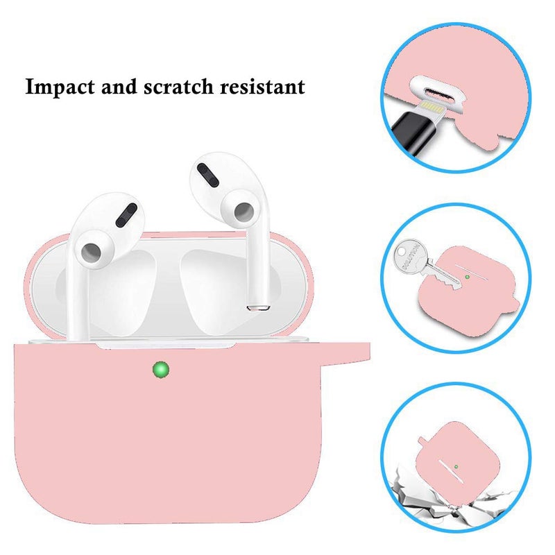 Cypher.V Protective Case Cover for Airpods Pro Charging Case, Upgraded Air Pods Silicone Case Skin with Soft Cute Ball Pom Pom Keychain Kit (A, Pink) - Image 3